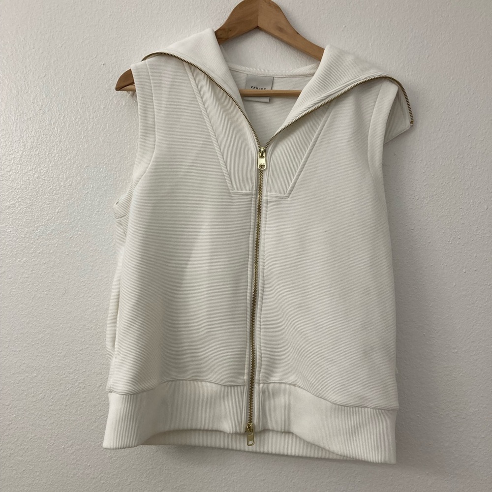 Varley Cream Ribbed Zip-Up Vest Small - Picture 3 of 6